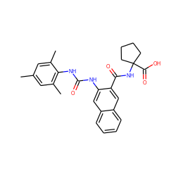 Cc1cc(C)c(NC(=O)Nc2cc3ccccc3cc2C(=O)NC2(C(=O)O)CCCC2)c(C)c1 ZINC000040420762