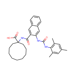 Cc1cc(C)c(NC(=O)Nc2cc3ccccc3cc2C(=O)NC2(C(=O)O)CCCCCCCCC2)c(C)c1 ZINC000038246695