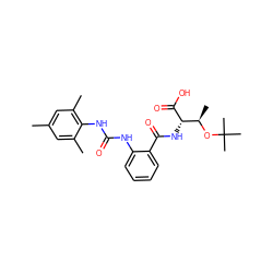 Cc1cc(C)c(NC(=O)Nc2ccccc2C(=O)N[C@H](C(=O)O)[C@@H](C)OC(C)(C)C)c(C)c1 ZINC000040898063