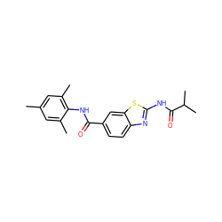 Cc1cc(C)c(NC(=O)c2ccc3nc(NC(=O)C(C)C)sc3c2)c(C)c1 ZINC000013533897