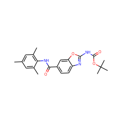 Cc1cc(C)c(NC(=O)c2ccc3nc(NC(=O)OC(C)(C)C)oc3c2)c(C)c1 ZINC000013533785