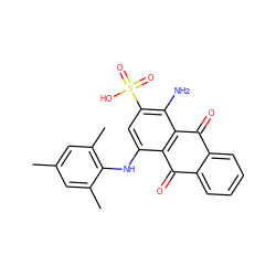 Cc1cc(C)c(Nc2cc(S(=O)(=O)O)c(N)c3c2C(=O)c2ccccc2C3=O)c(C)c1 ZINC000003879185