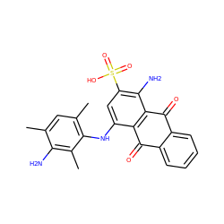 Cc1cc(C)c(Nc2cc(S(=O)(=O)O)c(N)c3c2C(=O)c2ccccc2C3=O)c(C)c1N ZINC000040429384