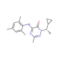 Cc1cc(C)c(Nc2nc(C)nn([C@@H](C)C3CC3)c2=O)c(C)c1 ZINC000049035874