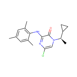 Cc1cc(C)c(Nc2nc(Cl)cn([C@H](C)C3CC3)c2=O)c(C)c1 ZINC000043062579