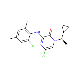 Cc1cc(C)c(Nc2nc(Cl)cn([C@H](C)C3CC3)c2=O)c(Cl)c1 ZINC000043076831