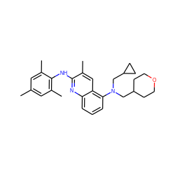 Cc1cc(C)c(Nc2nc3cccc(N(CC4CCOCC4)CC4CC4)c3cc2C)c(C)c1 ZINC000084759352