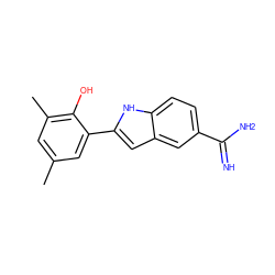 Cc1cc(C)c(O)c(-c2cc3cc(C(=N)N)ccc3[nH]2)c1 ZINC000029481364