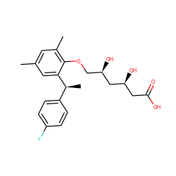 Cc1cc(C)c(OC[C@@H](O)C[C@@H](O)CC(=O)O)c([C@@H](C)c2ccc(F)cc2)c1 ZINC000013824682