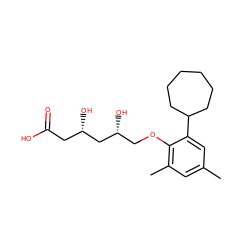 Cc1cc(C)c(OC[C@@H](O)C[C@@H](O)CC(=O)O)c(C2CCCCCC2)c1 ZINC000013861076