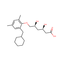 Cc1cc(C)c(OC[C@@H](O)C[C@@H](O)CC(=O)O)c(CC2CCCCC2)c1 ZINC000013824708