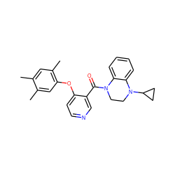 Cc1cc(C)c(Oc2ccncc2C(=O)N2CCN(C3CC3)c3ccccc32)cc1C ZINC000095576949