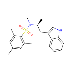 Cc1cc(C)c(S(=O)(=O)N(C)[C@@H](C)Cc2c[nH]c3ccccc23)c(C)c1 ZINC000028820700