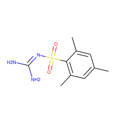 Cc1cc(C)c(S(=O)(=O)N=C(N)N)c(C)c1 ZINC000013808051