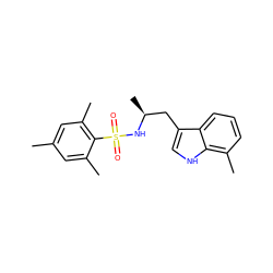 Cc1cc(C)c(S(=O)(=O)N[C@@H](C)Cc2c[nH]c3c(C)cccc23)c(C)c1 ZINC000028820777