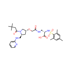 Cc1cc(C)c(S(=O)(=O)N[C@@H](CNC(=O)CO[C@@H]2C[C@@H](CNc3ccccn3)N(C(=O)CC(C)(C)C)C2)C(=O)O)c(C)c1 ZINC000028710142