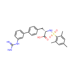 Cc1cc(C)c(S(=O)(=O)N[C@@H](Cc2ccc(-c3cccc(NC(=N)N)c3)cc2)C(=O)O)c(C)c1 ZINC000013488342