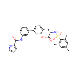 Cc1cc(C)c(S(=O)(=O)N[C@@H](Cc2ccc(-c3cccc(NC(=O)c4ccc[nH]4)c3)cc2)C(=O)O)c(C)c1 ZINC000028957954