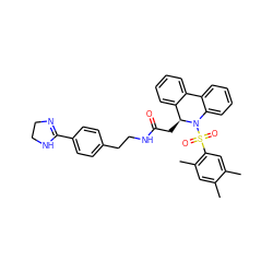 Cc1cc(C)c(S(=O)(=O)N2c3ccccc3-c3ccccc3[C@@H]2CC(=O)NCCc2ccc(C3=NCCN3)cc2)cc1C ZINC000084634870