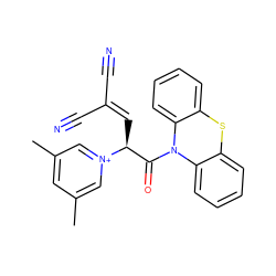 Cc1cc(C)c[n+]([C@@H](C=C(C#N)C#N)C(=O)N2c3ccccc3Sc3ccccc32)c1 ZINC000095596482