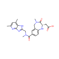 Cc1cc(C)c2[nH]c(CN(C)C(=O)c3ccc4c(c3)CN(C)C(=O)[C@H](CC(=O)O)N4)nc2n1 ZINC000026937476