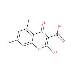 Cc1cc(C)c2c(=O)c([N+](=O)[O-])c(O)[nH]c2c1 ZINC000013760420