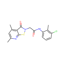 Cc1cc(C)c2c(=O)n(CC(=O)Nc3cccc(Cl)c3C)sc2n1 ZINC000003030662