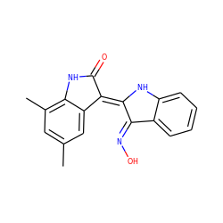 Cc1cc(C)c2c(c1)/C(=C1/Nc3ccccc3/C1=N\O)C(=O)N2 ZINC000049113175