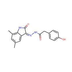 Cc1cc(C)c2c(c1)/C(=N/NC(=O)Cc1ccc(O)cc1)C(=O)N2 ZINC000072180572