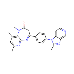 Cc1cc(C)c2c(n1)N=C(c1ccc(-n3c(C)nc4cnccc43)cc1)CC(=O)N2C ZINC000013743163