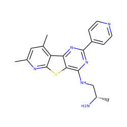 Cc1cc(C)c2c(n1)sc1c(NC[C@H](C)N)nc(-c3ccncc3)nc12 ZINC000223662707