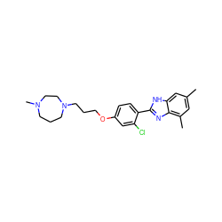 Cc1cc(C)c2nc(-c3ccc(OCCCN4CCCN(C)CC4)cc3Cl)[nH]c2c1 ZINC000023361034