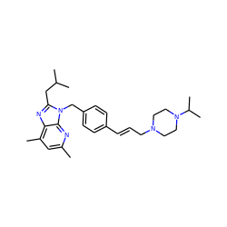 Cc1cc(C)c2nc(CC(C)C)n(Cc3ccc(/C=C/CN4CCN(C(C)C)CC4)cc3)c2n1 ZINC001772614106