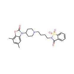 Cc1cc(C)c2oc(=O)n(C3CCN(CCCCN4C(=O)c5ccccc5S4(=O)=O)CC3)c2c1 ZINC000026497256