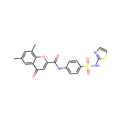 Cc1cc(C)c2oc(C(=O)Nc3ccc(S(=O)(=O)Nc4nccs4)cc3)cc(=O)c2c1 ZINC000002197663