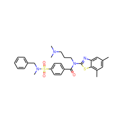 Cc1cc(C)c2sc(N(CCCN(C)C)C(=O)c3ccc(S(=O)(=O)N(C)Cc4ccccc4)cc3)nc2c1 ZINC000038139108