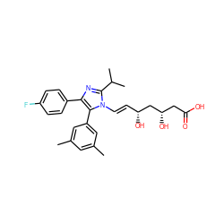 Cc1cc(C)cc(-c2c(-c3ccc(F)cc3)nc(C(C)C)n2/C=C/[C@@H](O)C[C@@H](O)CC(=O)O)c1 ZINC000013833960