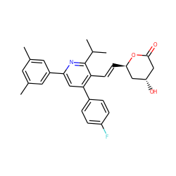 Cc1cc(C)cc(-c2cc(-c3ccc(F)cc3)c(/C=C/[C@@H]3C[C@@H](O)CC(=O)O3)c(C(C)C)n2)c1 ZINC000027655701