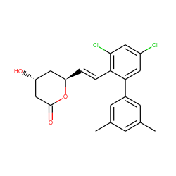 Cc1cc(C)cc(-c2cc(Cl)cc(Cl)c2/C=C/[C@@H]2C[C@@H](O)CC(=O)O2)c1 ZINC000029474426