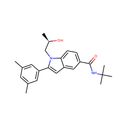 Cc1cc(C)cc(-c2cc3cc(C(=O)NC(C)(C)C)ccc3n2C[C@@H](C)O)c1 ZINC000066111746