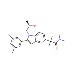 Cc1cc(C)cc(-c2cc3cc(C(C)(C)C(=O)N(C)C)ccc3n2C[C@@H](C)O)c1 ZINC000066104144