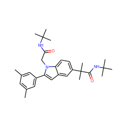 Cc1cc(C)cc(-c2cc3cc(C(C)(C)C(=O)NC(C)(C)C)ccc3n2CC(=O)NC(C)(C)C)c1 ZINC000066100254