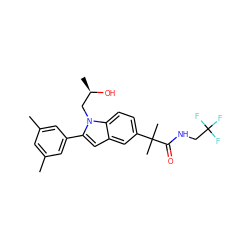 Cc1cc(C)cc(-c2cc3cc(C(C)(C)C(=O)NCC(F)(F)F)ccc3n2C[C@@H](C)O)c1 ZINC000066099832