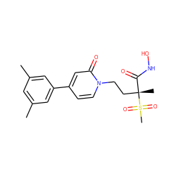 Cc1cc(C)cc(-c2ccn(CC[C@](C)(C(=O)NO)S(C)(=O)=O)c(=O)c2)c1 ZINC000084596463