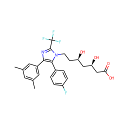 Cc1cc(C)cc(-c2nc(C(F)(F)F)n(CC[C@@H](O)C[C@@H](O)CC(=O)O)c2-c2ccc(F)cc2)c1 ZINC000013833939