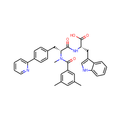 Cc1cc(C)cc(C(=O)N(C)[C@H](Cc2ccc(-c3ccccn3)cc2)C(=O)N[C@@H](Cc2c[nH]c3ccccc23)C(=O)O)c1 ZINC000026295908