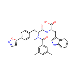 Cc1cc(C)cc(C(=O)N(C)[C@H](Cc2ccc(-c3ccno3)cc2)C(=O)N[C@@H](Cc2c[nH]c3ccccc23)C(=O)O)c1 ZINC000026296490