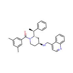 Cc1cc(C)cc(C(=O)N2CC[C@H](NCc3ccnc4ccccc34)C[C@H]2[C@@H](C)c2ccccc2)c1 ZINC000027104102