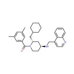 Cc1cc(C)cc(C(=O)N2CC[C@H](NCc3ccnc4ccccc34)C[C@H]2CC2CCCCC2)c1 ZINC000013781119