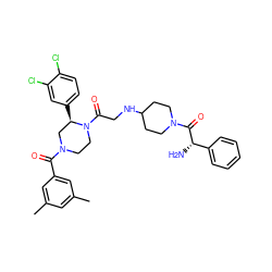 Cc1cc(C)cc(C(=O)N2CCN(C(=O)CNC3CCN(C(=O)[C@@H](N)c4ccccc4)CC3)[C@H](c3ccc(Cl)c(Cl)c3)C2)c1 ZINC000026848802